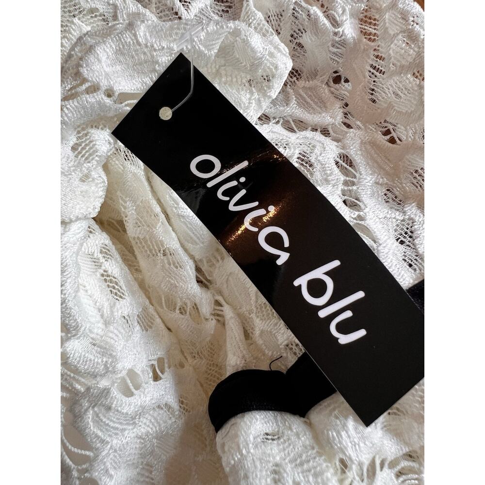 Olivia Blu Lace 3/4 Layered Bell Sleeve Black Trim Cream Women Top 3X NWT - Picture 6 of 8